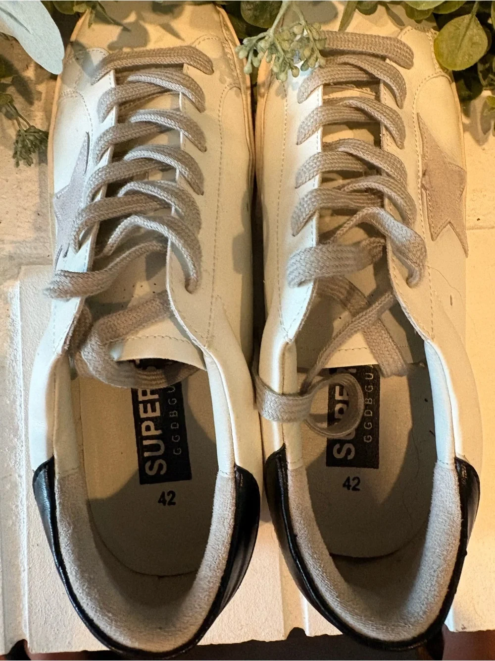 White Leather Sneakers with Star Accent